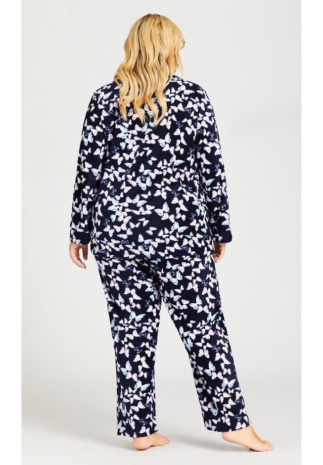 Button Fleece Sleep Top, BUTTERFLY, on-hover image number 1