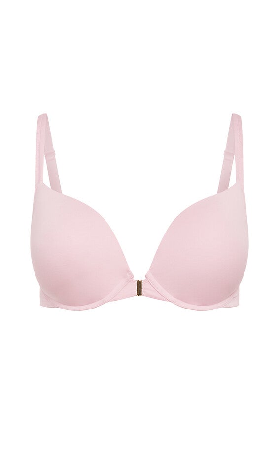 Smooth & Chic Front Close Cotton Push Up Bra - pink icing, PINK, alternate image number 2