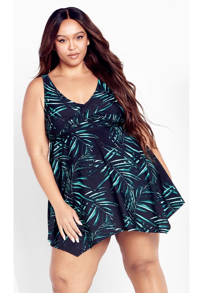 Icon Print Swimdress, AQUA TROPICS PRINT, alternate image number null