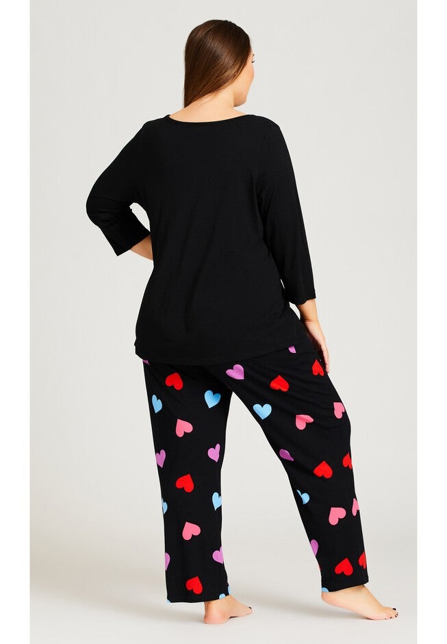Heart Print Top, BLACK, alternate image number null
