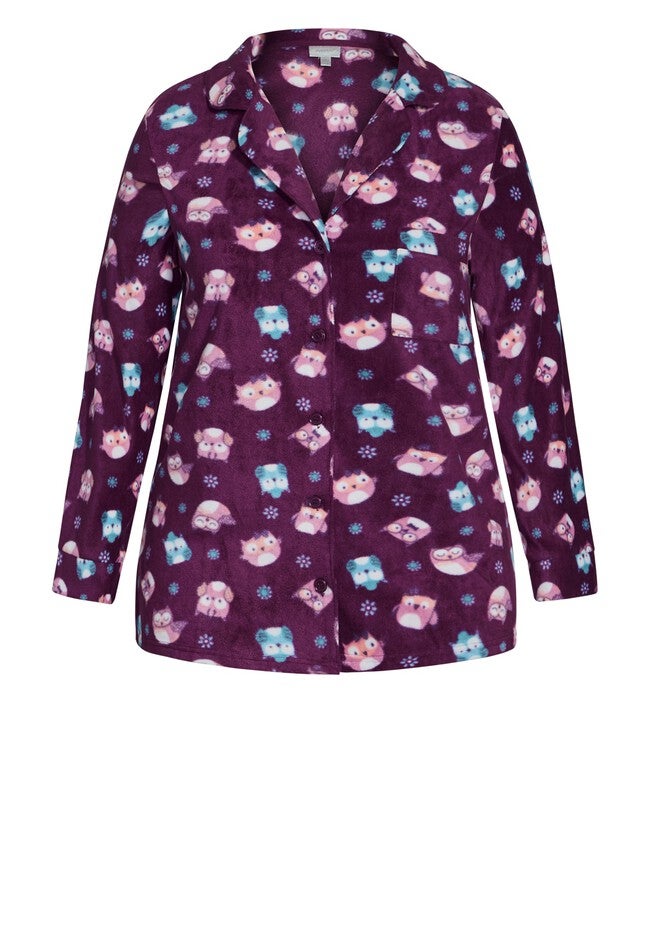Button Owl Sleep Top, OWL PRINT, alternate image number null
