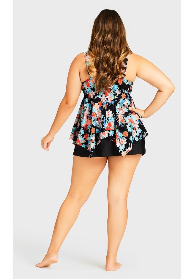 Flare Knit Swim Skirt, BLACK, alternate image number null