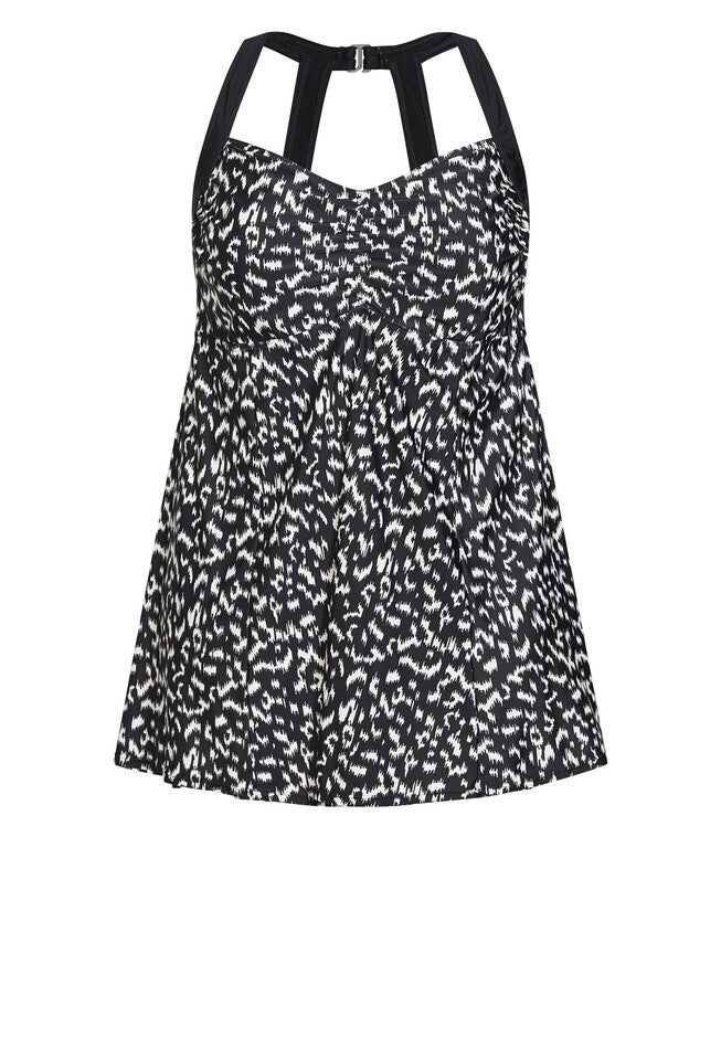 Halter Back Swim Dress, MONO IKAT, alternate image number null