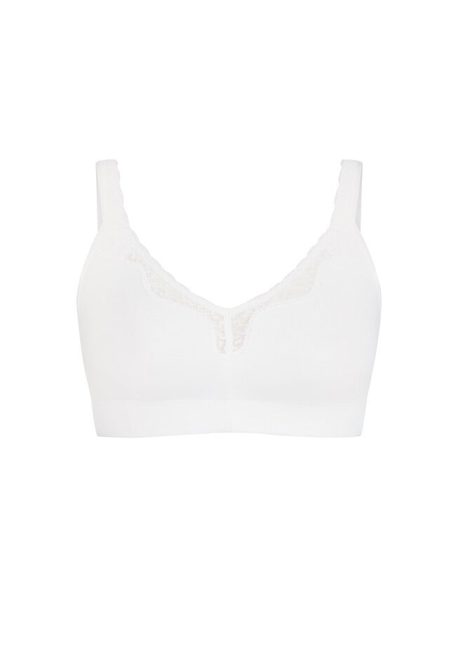 Comfort Cotton Wire Free Lace Bra, WHITE, alternate image number null