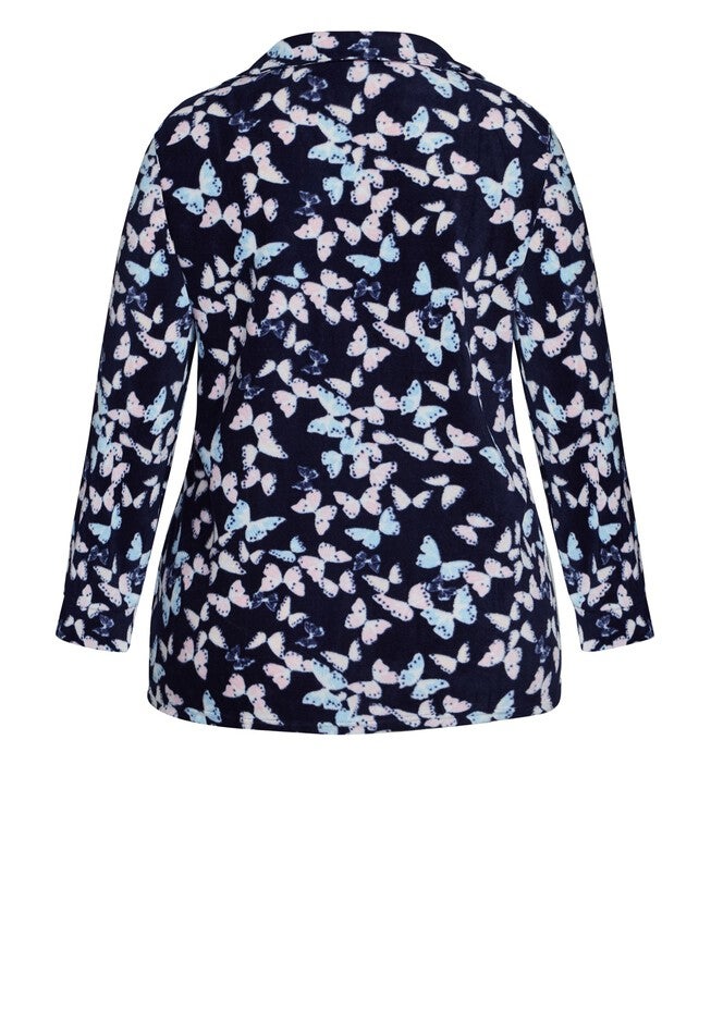 Button Fleece Sleep Top, BUTTERFLY, alternate image number 2