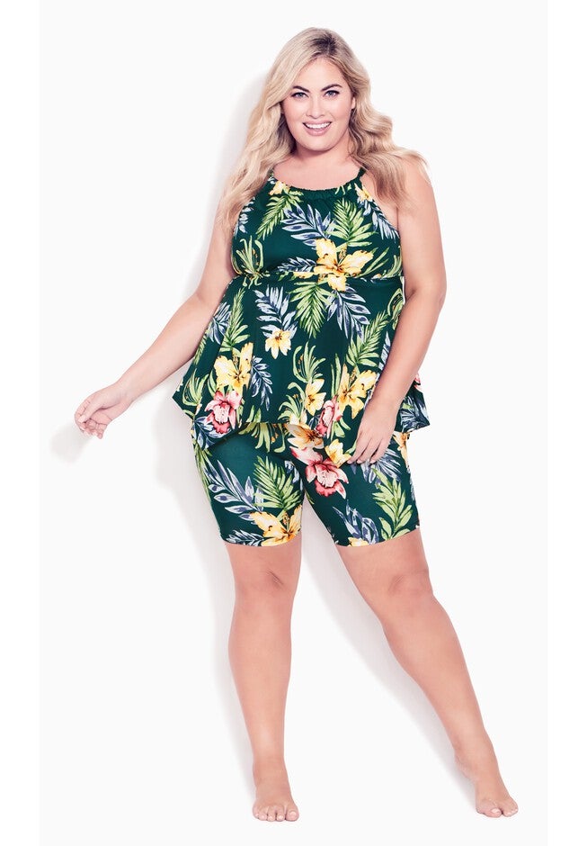 Handkerchief Print Tankini Top, RAVEN, on-hover image number 1