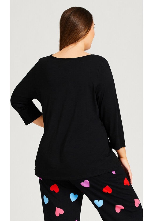 Heart Print Top, BLACK, on-hover image number null