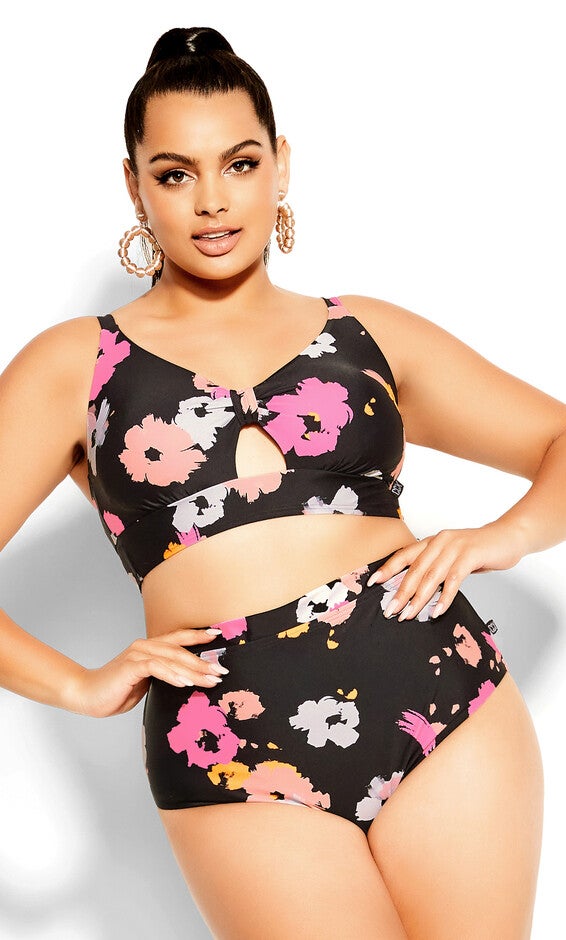 Izzy Print Bikini Top - black, BLACK, hi-res image number null