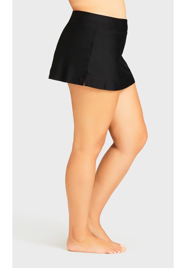 Flare Knit Swim Skirt, BLACK, alternate image number null