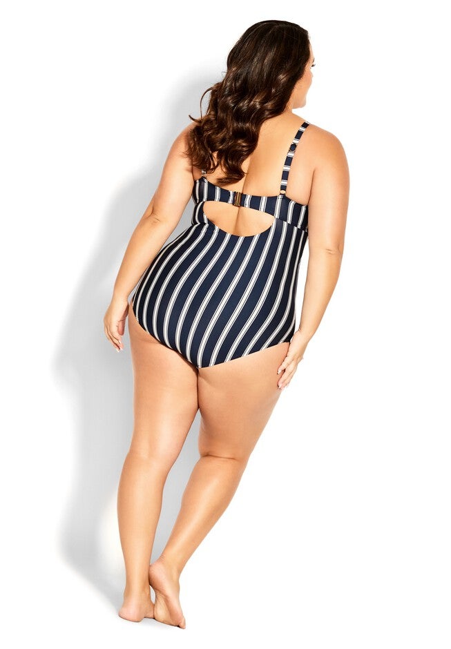 Majorca Print 1 Piece - navy stripe, BLUE, on-hover image number null