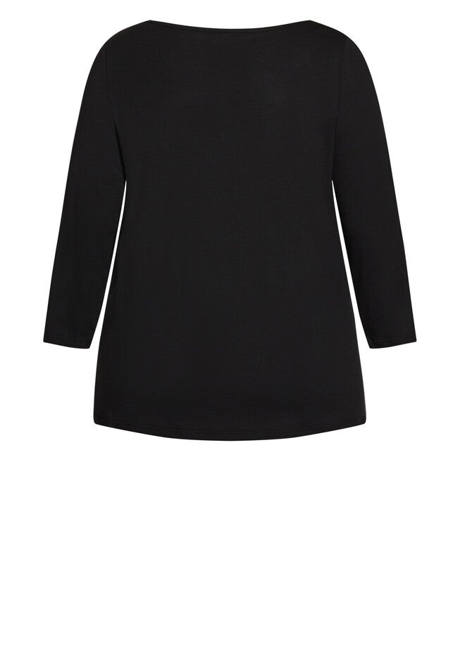 Heart Print Top, BLACK, alternate image number null
