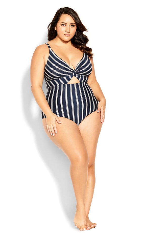Majorca Print 1 Piece - navy stripe, BLUE, hi-res image number null