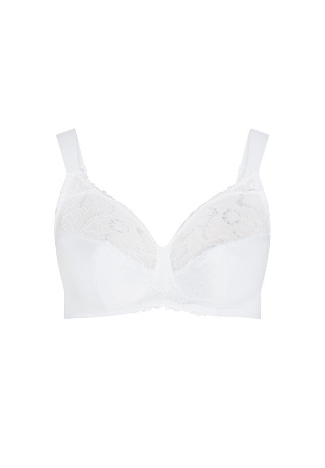 Lace Soft Cup Wire Free Bra, WHITE, alternate image number null