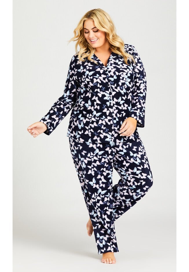 Button Fleece Sleep Top, BUTTERFLY, hi-res image number 0