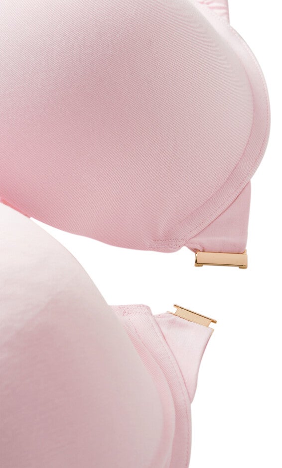 Smooth & Chic Front Close Cotton Push Up Bra - pink icing, PINK, alternate image number 4