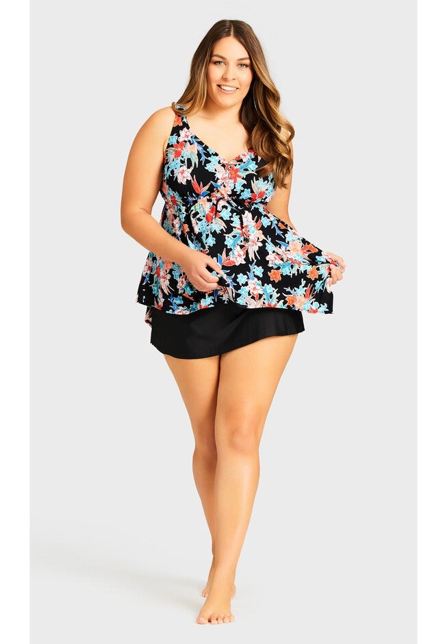 Flare Knit Swim Skirt, BLACK, hi-res image number null
