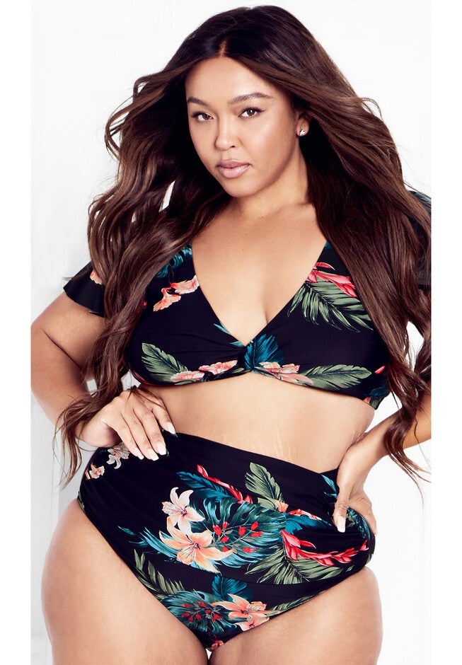 Ingrid Ruched Print Brief - black, BLACK, hi-res image number null