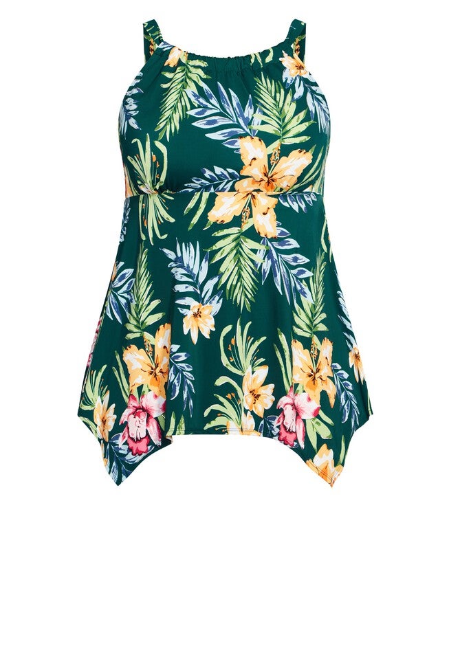 Handkerchief Print Tankini Top, RAVEN, alternate image number 4