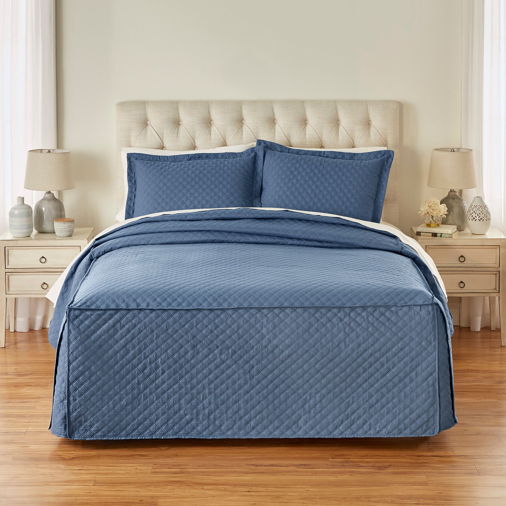 Pinsonic Fitted Bedspread, BLUE, hi-res image number 0