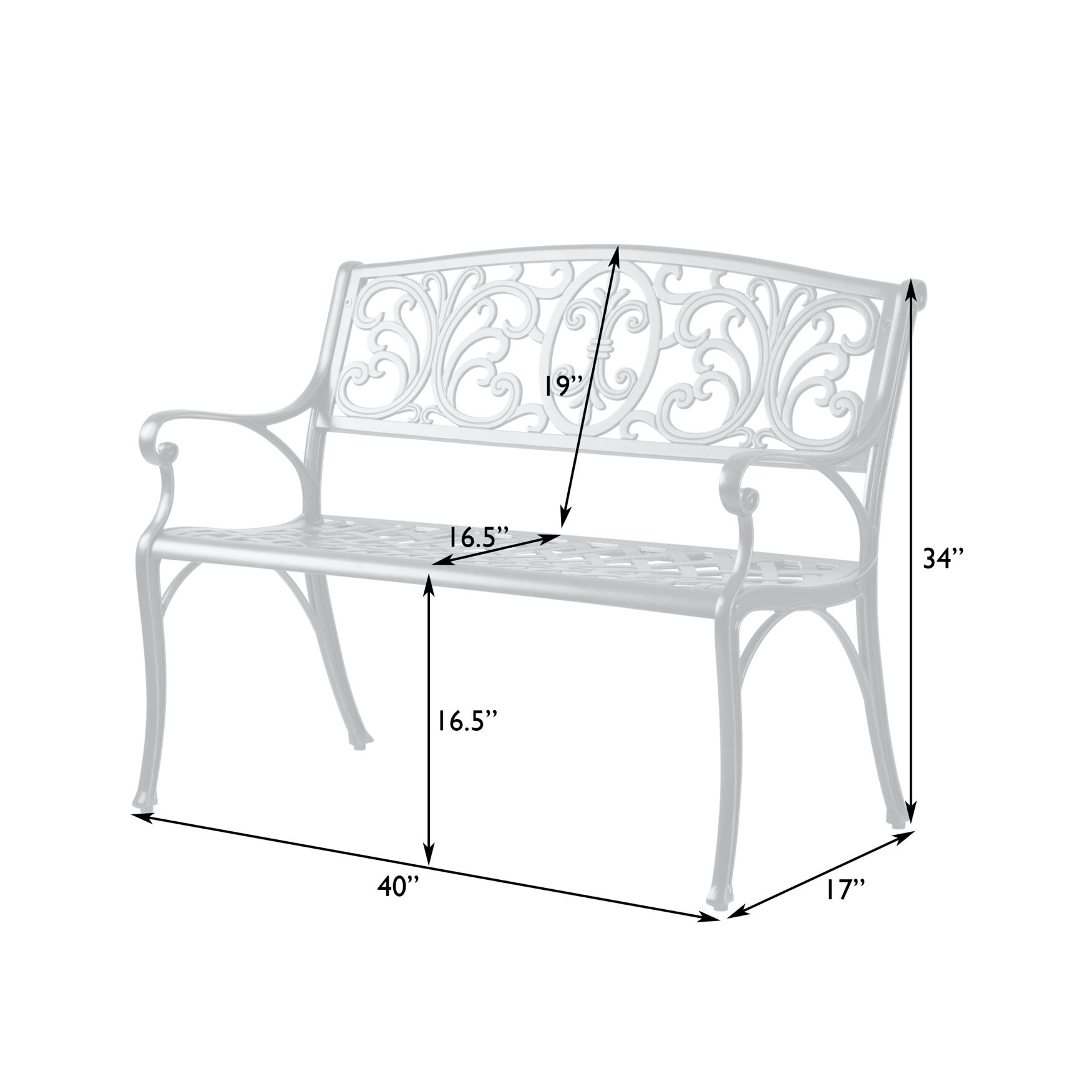 Decatur Cast-Aluminum Patio Bench, , alternate image number 8