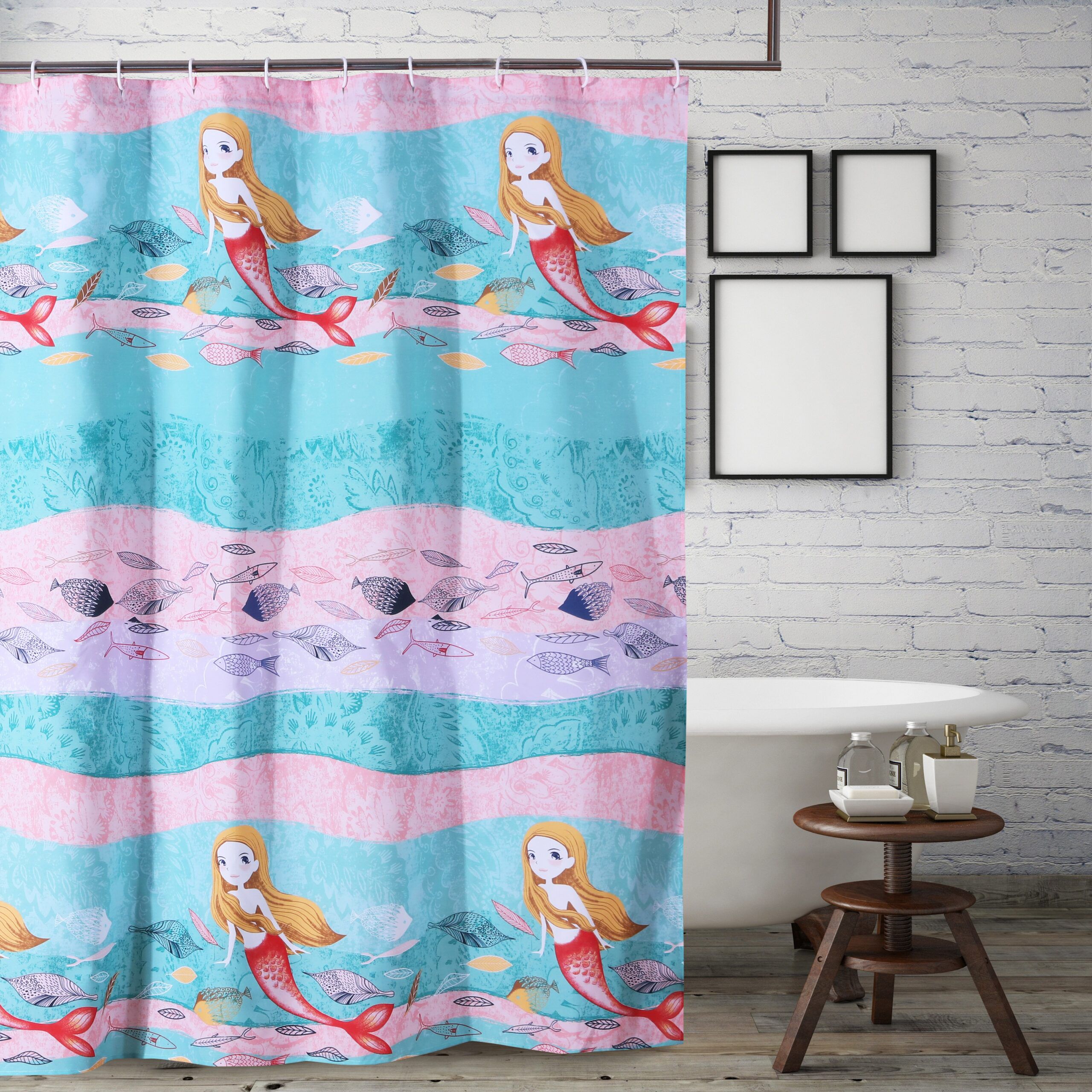 Greenland Home Fashions&trade; Mermaid Bath and Shower Curtain, MULTI, hi-res image number 0