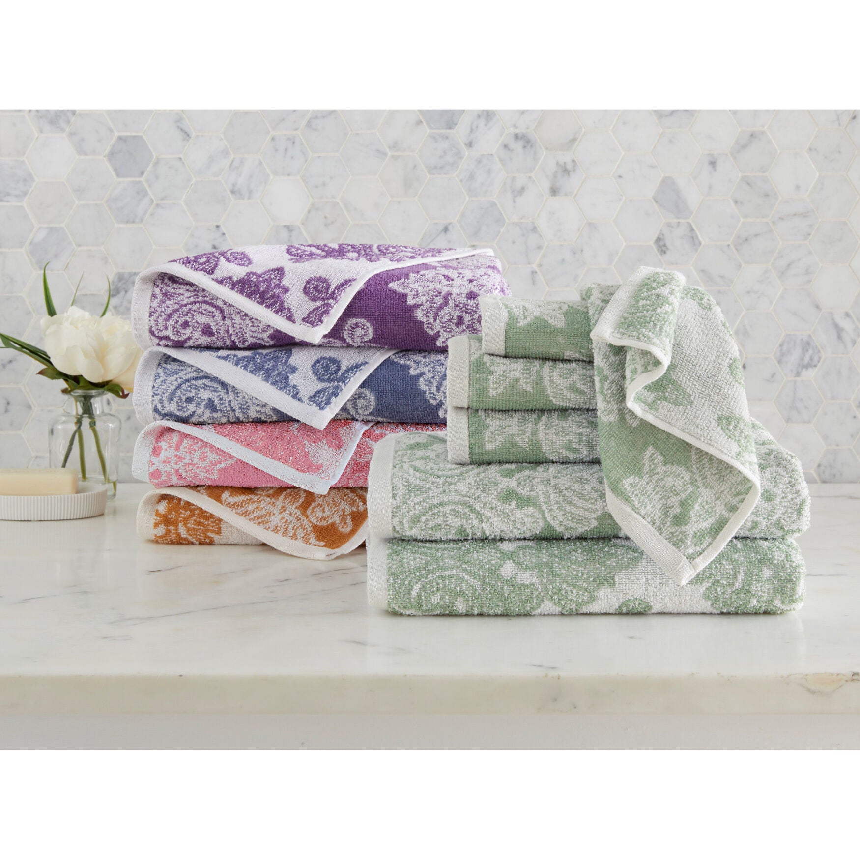 6-Piece Damask Towel Set, , alternate image number 2