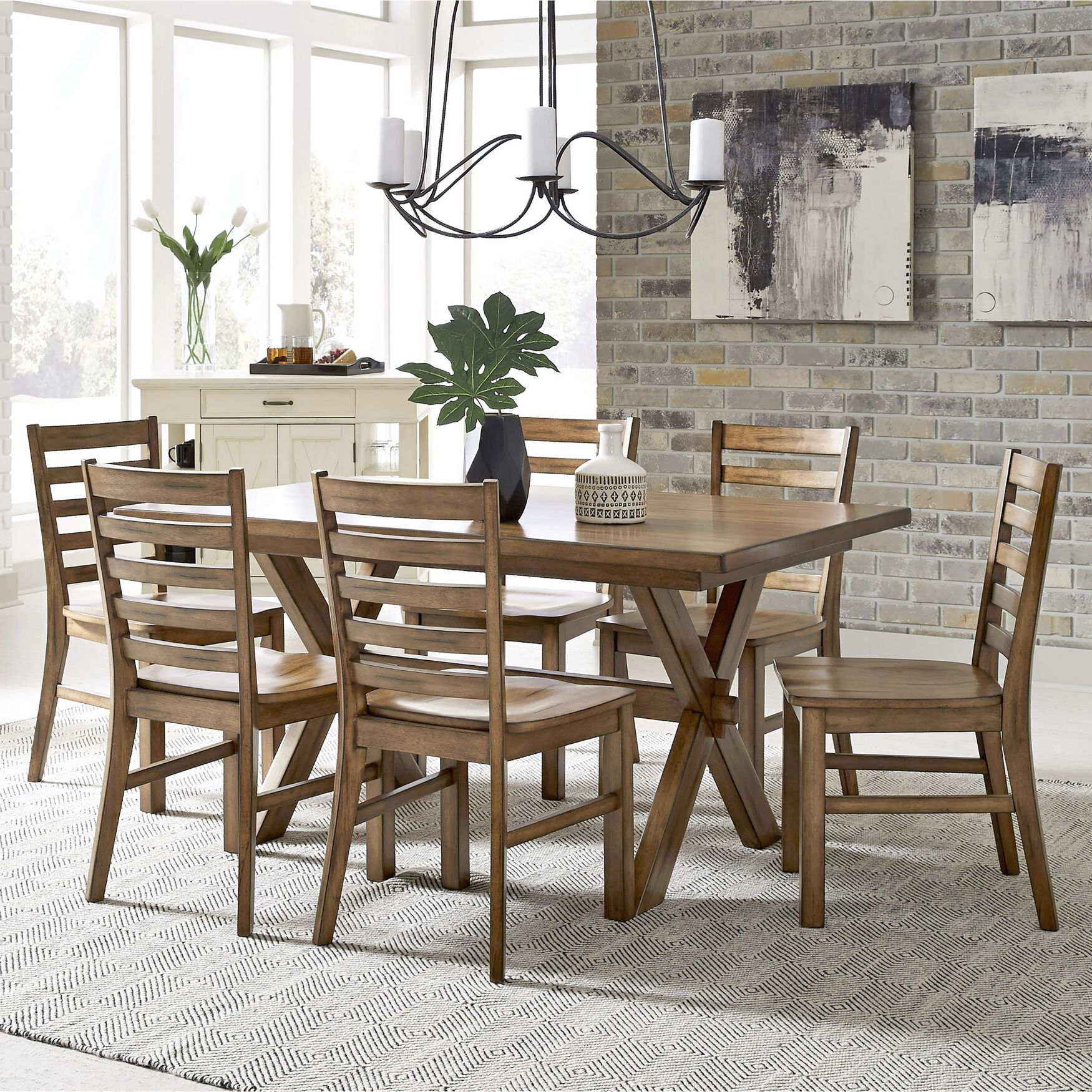 Sedona Brown Dining Table & 6 Chairs, BROWN, hi-res image number 0