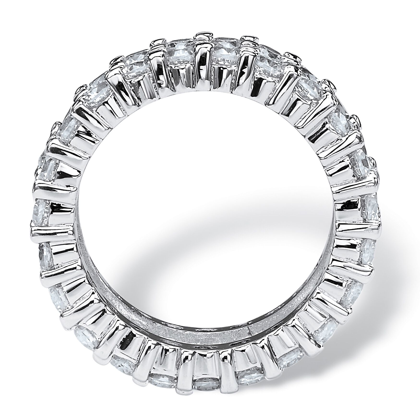 Platinum over Silver Baguette Eternity Bridal Ring Cubic Zirconia, , on-hover image number 1
