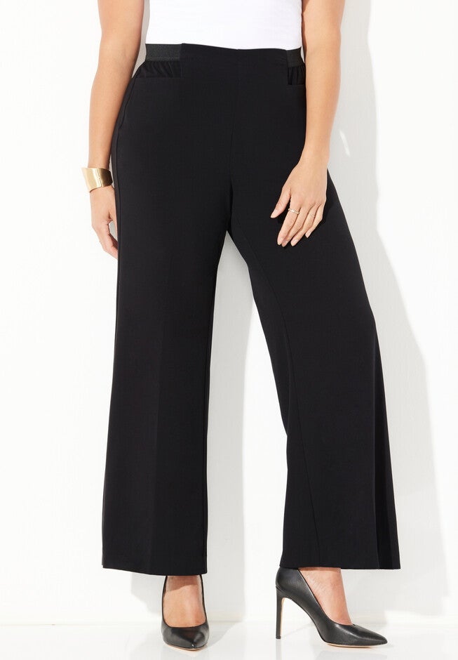 REFINED PULL-ON WIDE-LEG PANT, BLACK, hi-res image number null