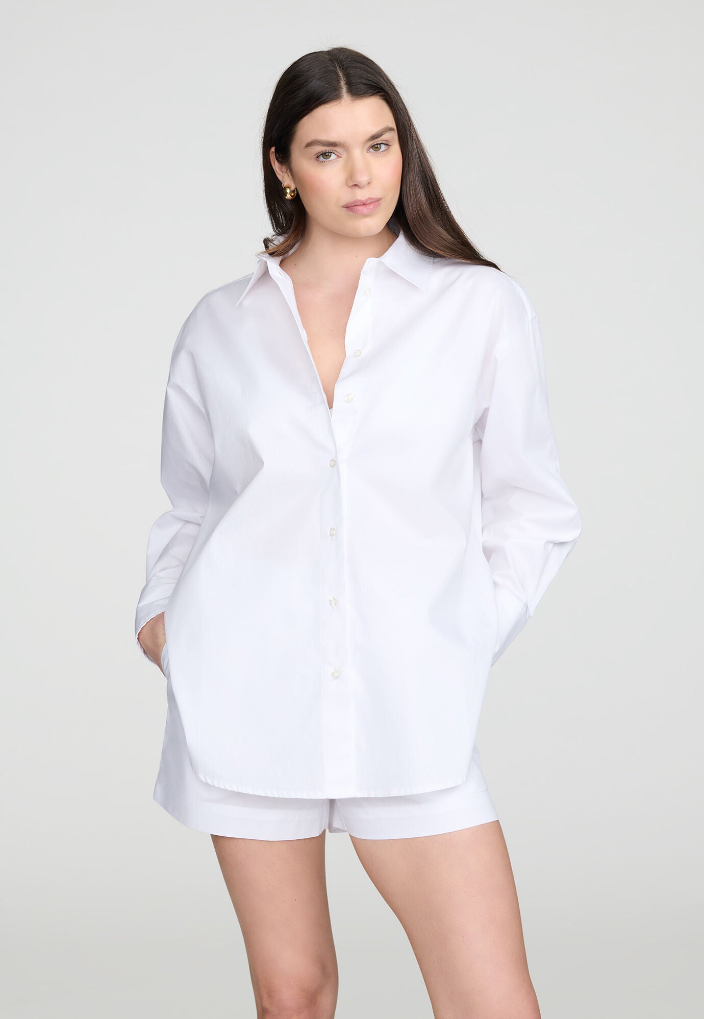 The Oversized Shirt- Cotton, SALT, on-hover image number 1