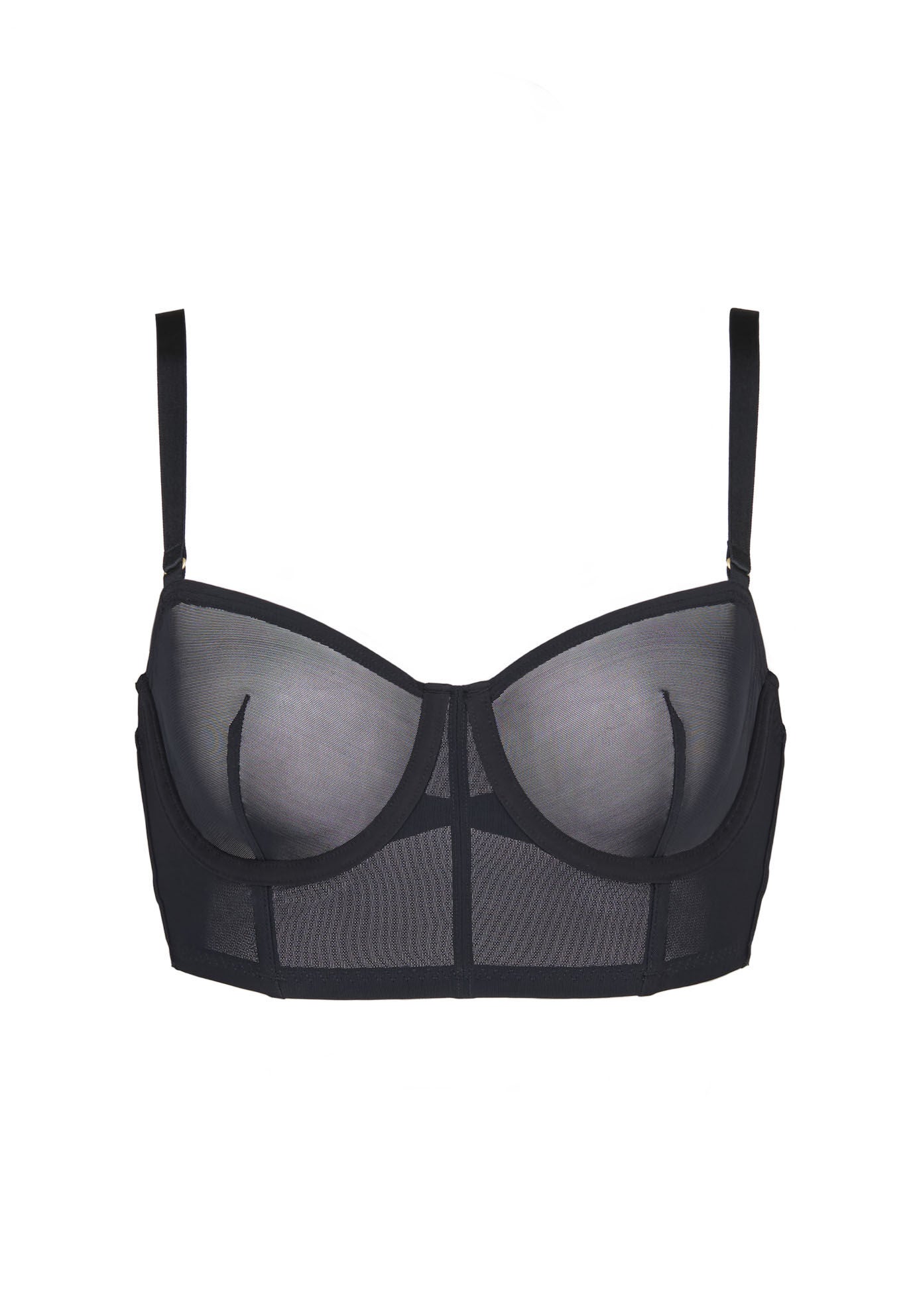 The Longline Bra - Mesh, BLACK, on-hover image number 1