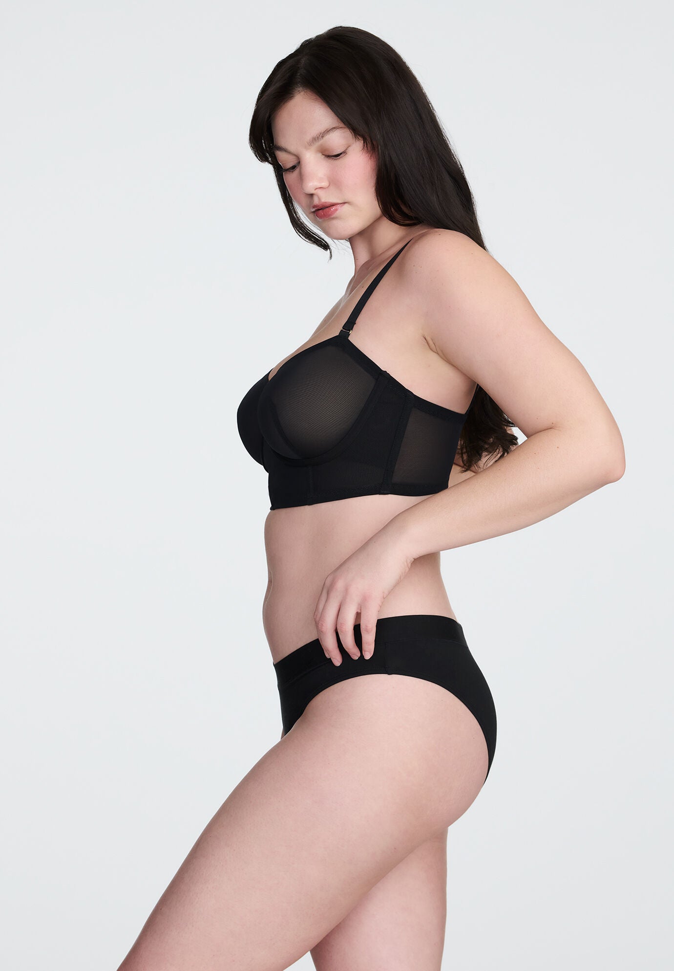 The Longline Bra - Mesh, BLACK, alternate image number 2