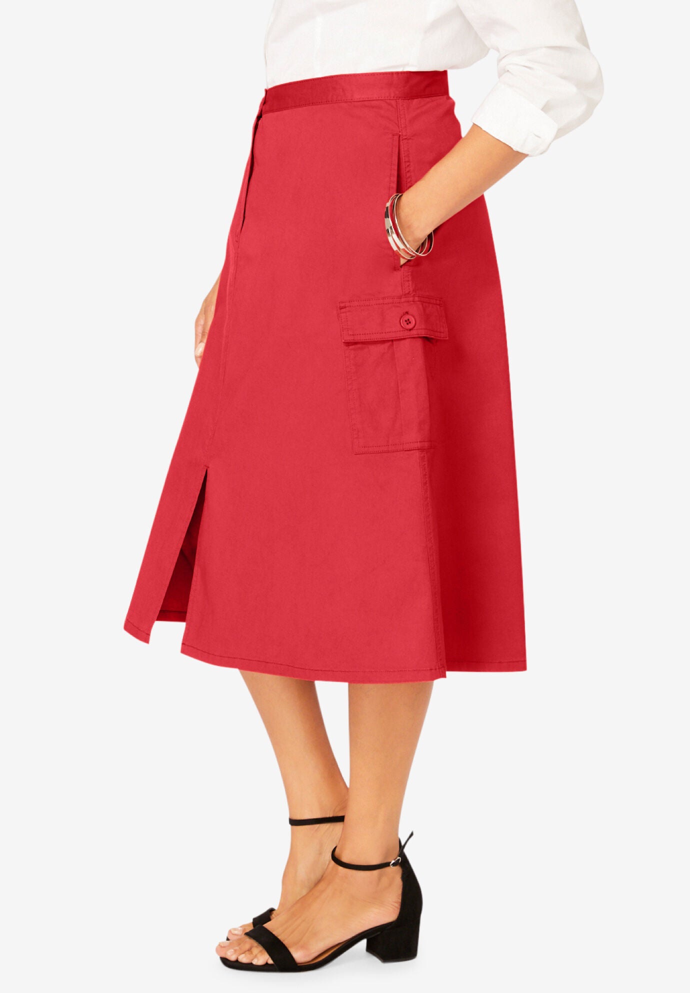 Stretch Cotton Chino Utility Skirt, , alternate image number 2