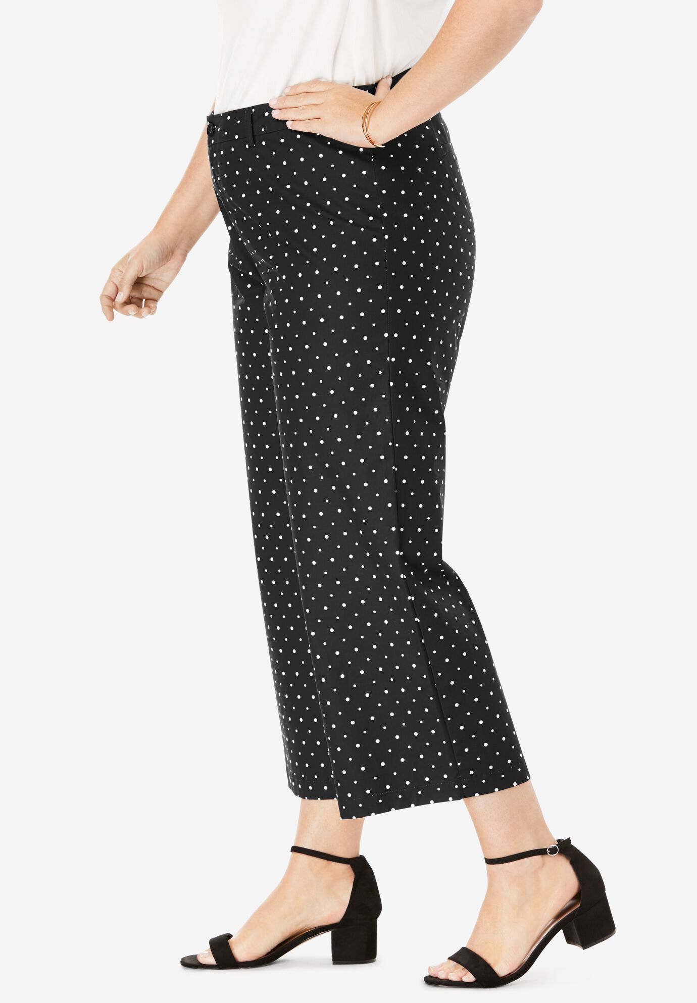 Wide-Leg Stretch Poplin Crop Pant, , alternate image number 2