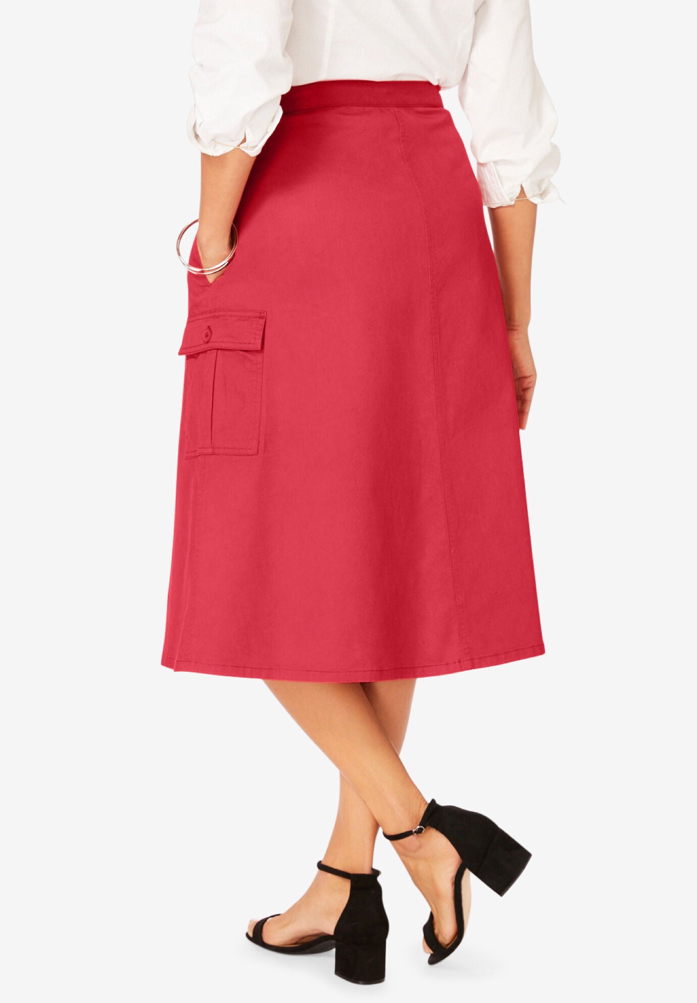 Stretch Cotton Chino Utility Skirt, , on-hover image number 1
