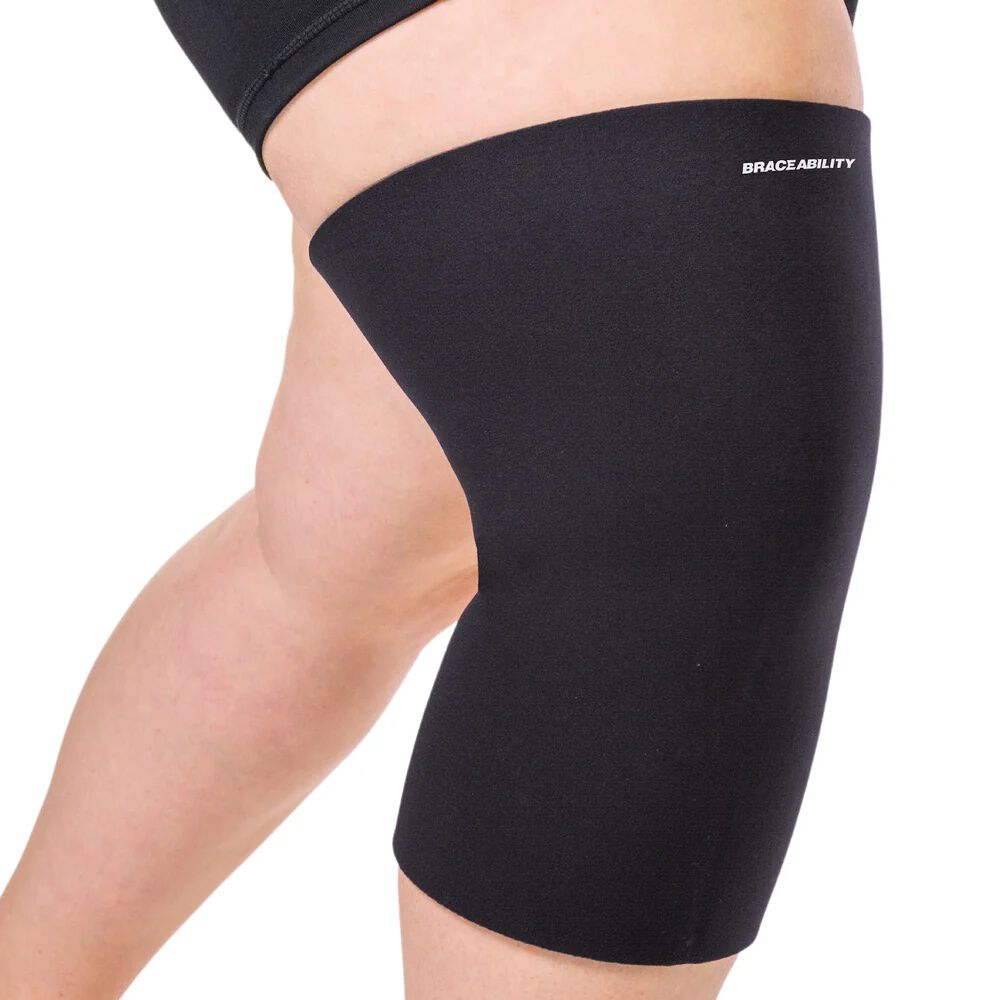 Plus Size Neoprene Knee Compression Sleeve, BLACK, hi-res image number 0