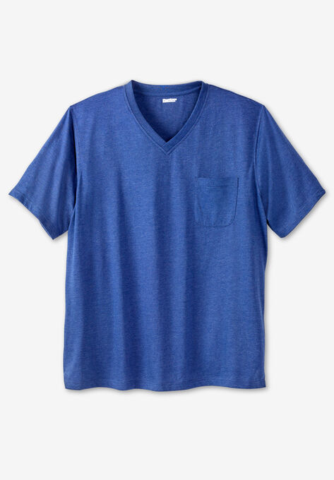 Shrink-Less™ Lightweight V-Neck Pocket T-Shirt, HEATHER NAVY, hi-res image number null