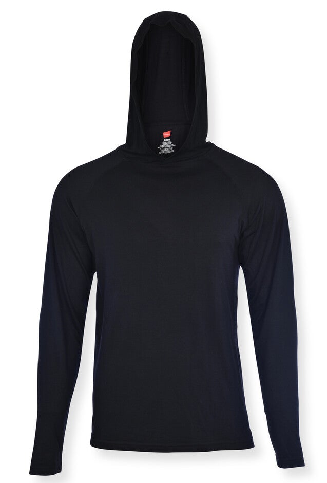 MEN'S HANES RED LABEL LONG SLEEVE SLEEP HOODIE, BLACK, hi-res image number null