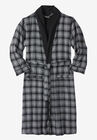 Jersey-Lined Flannel Robe, BLACK PLAID, hi-res image number null