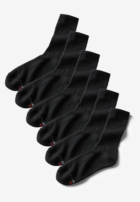 Hanes® X-Temp® Crew-Length Socks 6-Pack, BLACK, hi-res image number null