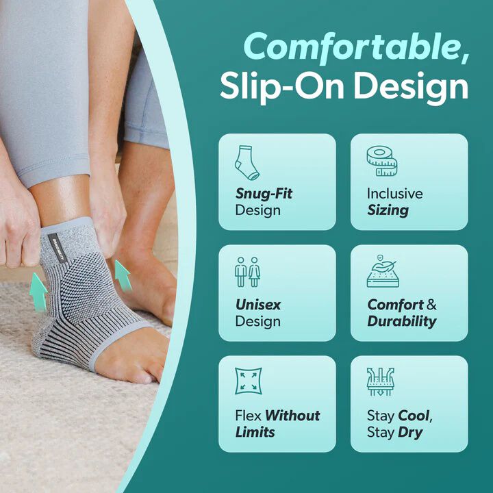 Comfort Ankle Compression Sleeve, BLACK, alternate image number 6