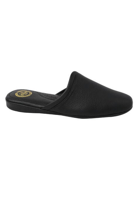 L.B. Evans Aristocrat Scuff Leather Slippers, BLACK, hi-res image number null