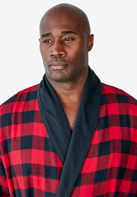 Jersey-Lined Flannel Robe, , alternate image number null