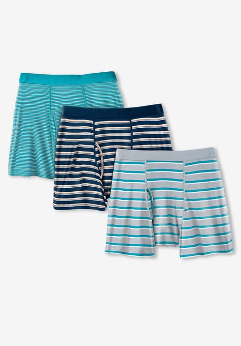 Cotton Mid-Length Briefs 3-Pack, LIGHT TEAL ASSORTED PACK, hi-res image number null