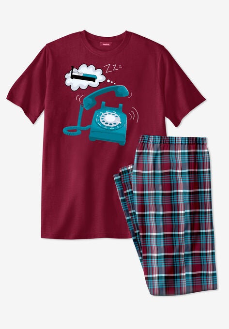 Lightweight Cotton Novelty PJ Set, BED IS CALLING, hi-res image number null