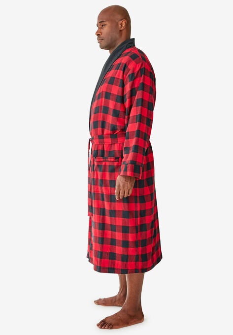 Jersey-Lined Flannel Robe, , alternate image number null