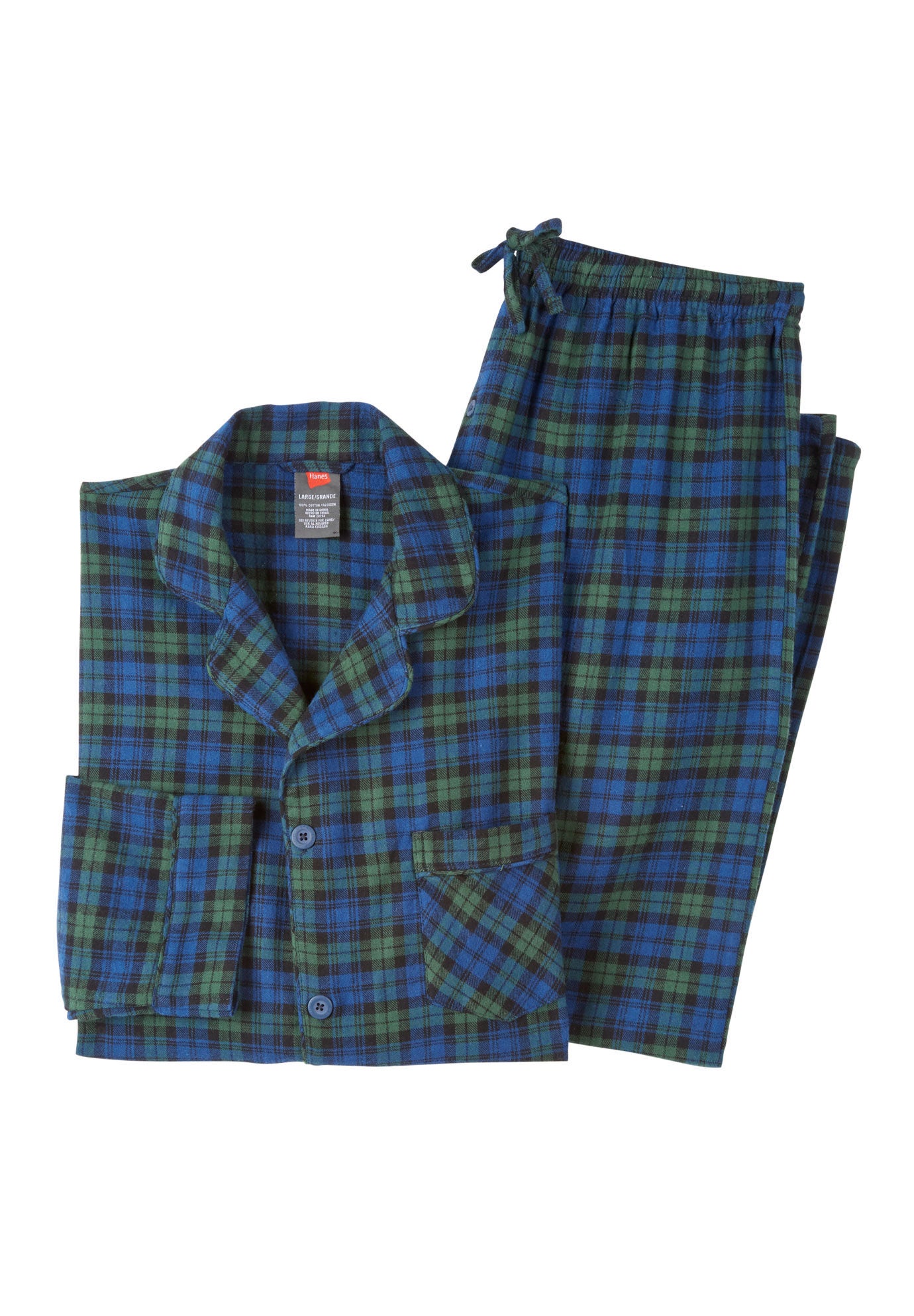 Hanes&reg; Flannel Pajamas, BLACK WATCH, hi-res image number 0