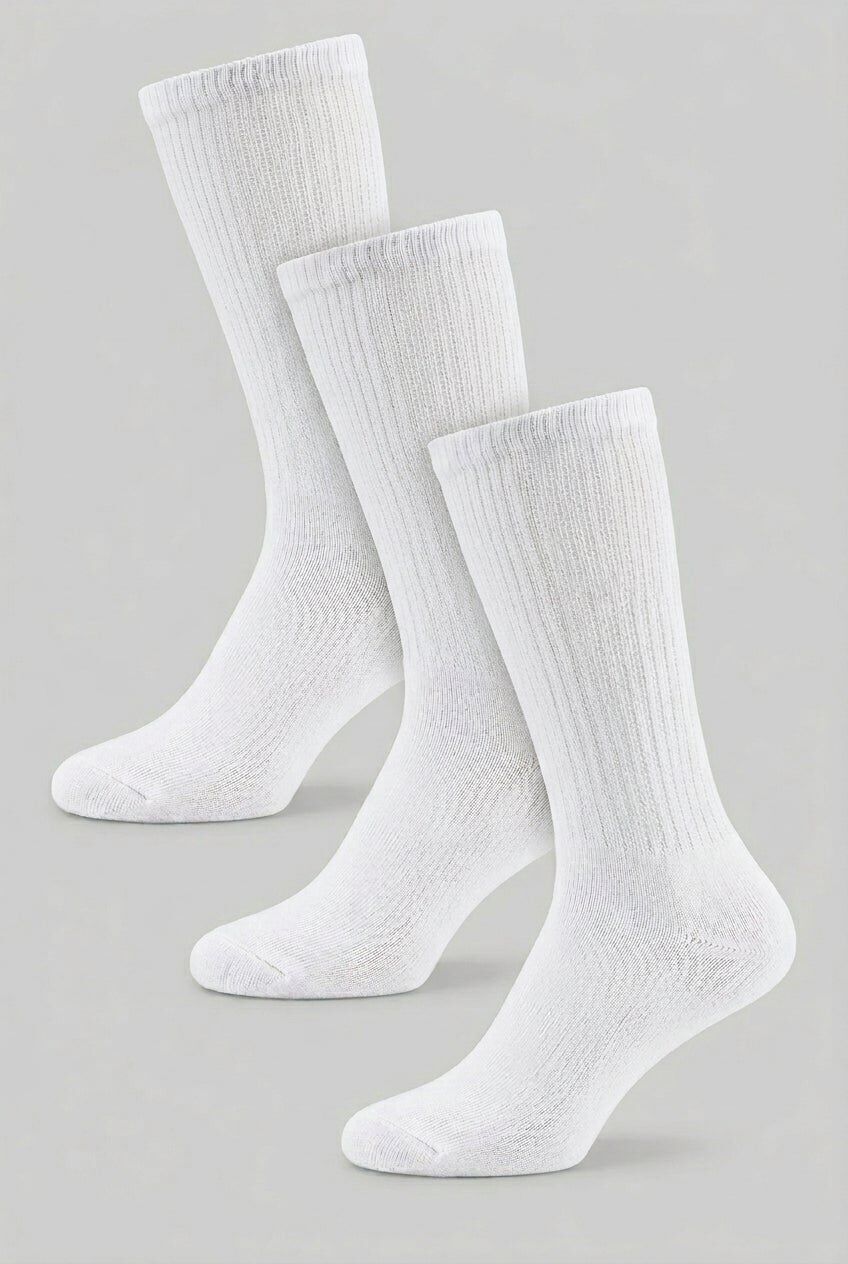 Big + Tall Ultra Plush 3-Pack Diabetic Crew, WHITE, hi-res image number 0