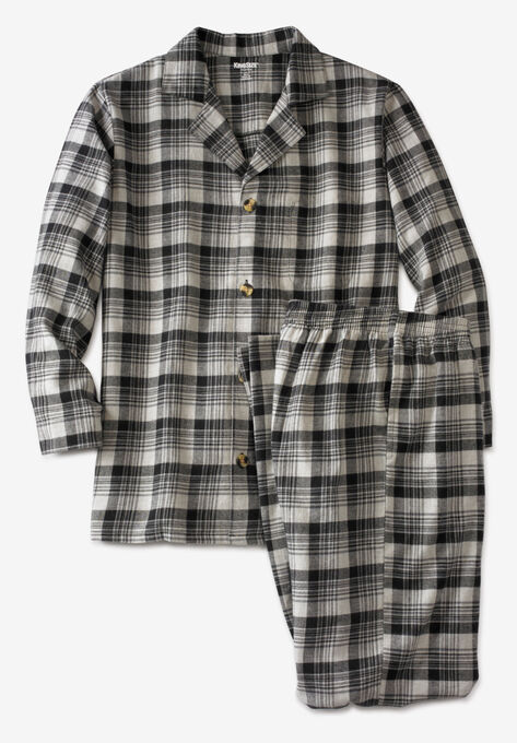 Plaid Flannel Pajama Set, HEATHER GREY PLAID, hi-res image number null