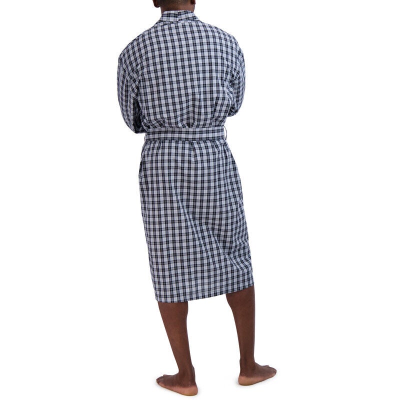 Shawl Collar Robe, BLACK PLAID, on-hover image number 1